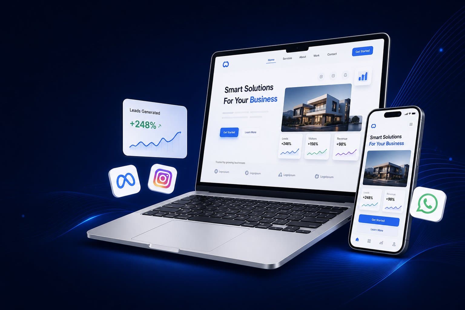 Laptop and phone website marketing mockup